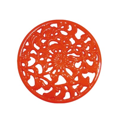 Round Cast Iron Trivet Red for Kitchen Dining Metal Trivets